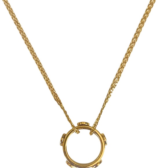 NEW Tory Burch Gold Miller Stud Circle Pendant Necklace Tag Dust Bag Rtl $205 - Picture 4 of 5